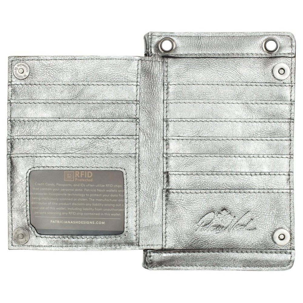 P NASH leather PHONE versitile wallet CHIAVELLA CROSSBODY BAG small muted silver